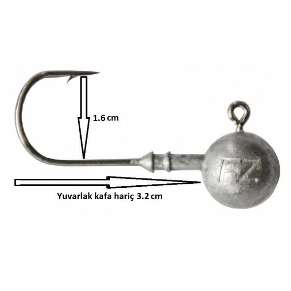 Dam Ball Jig Head No:3/0 İğneli 12gr Zoka (5 Adet)