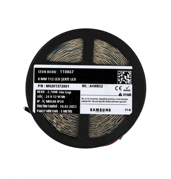 5 Metre Şerit Led Samsung Çipli İç Mekan IP20 24 V 12 W 2.700K Gün Işığı - 3