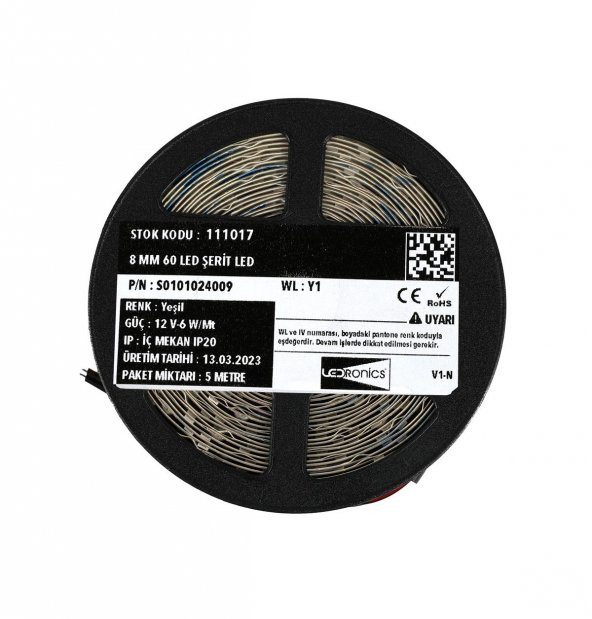 5 Metre Şerit Led Ledronics İç Mekan IP20 12 V 6 W Yeşil - 3