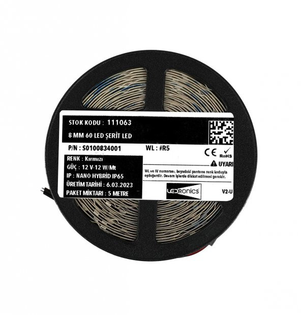 5 Metre Şerit Led Ledronics Nano Hybrid IP65 12 V 9,6 W Kırmızı - 3