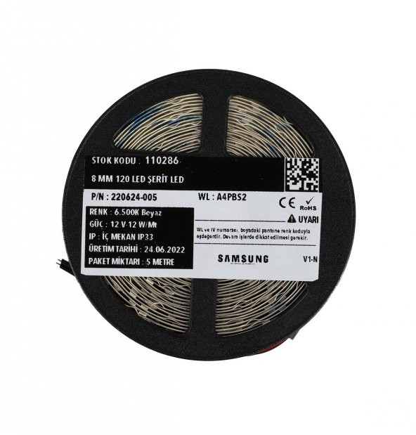 5 Metre Şerit Led Samsung Çipli İç Mekan IP20 12 V 12 W 6.500K Beyaz - 3