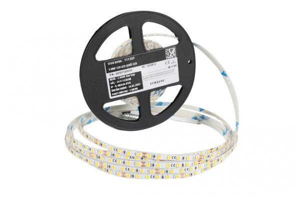 5 Metre Şerit Led Samsung Çipli İç Mekan IP20 24 V 12 W 3.000K Gün Işığı
