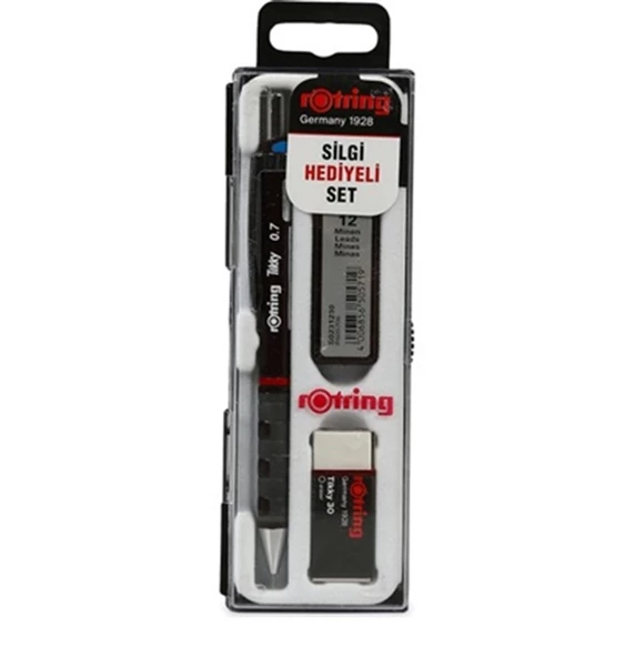 Rotring Tikky Okul Seti 0.7 mm Versatil Kalem + Silgi + Uç  Bordo