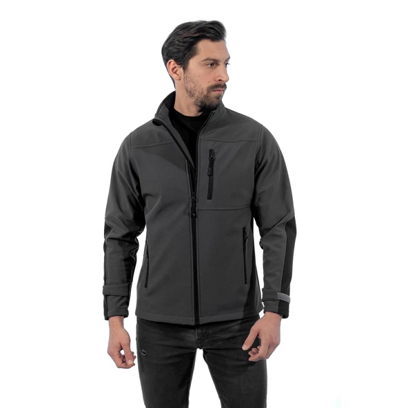 Şensel, SoftShell Mont, Koyu Gri -91E632- Su İtici