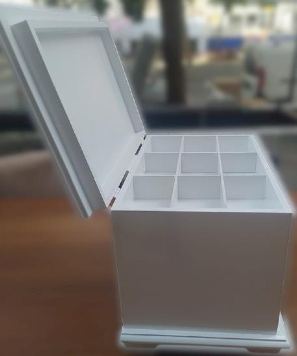 Hobi ERL 90222 Dekoratif Makyaj Kutu 2 Çekmece Ahşap MDF Beyaz Lake Boya El yapım - 4