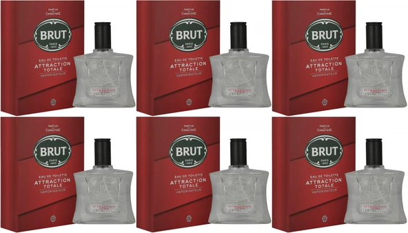 Brut Parfüm Erkek/Men 100ML Attraction Totale Edt (Kırmızı) (6 Lı Set)