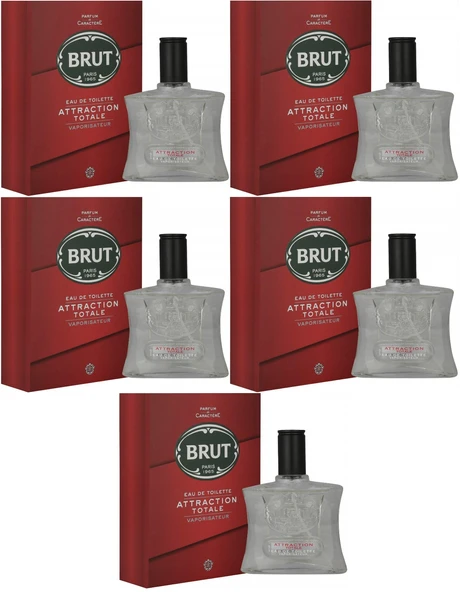 Brut Parfüm Erkek/Men 100ML Attraction Totale Edt (Kırmızı) (5 Li Set)