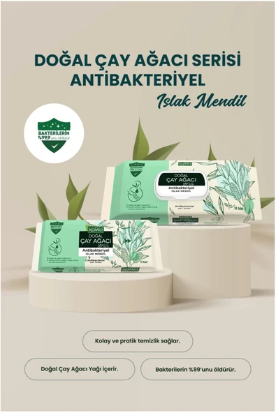 Komili Islak Havlu Mendil 50 Yaprak (3 Lü Set) Çay Ağacı Serisi Antibakteriyel (150 Yaprak) - 4