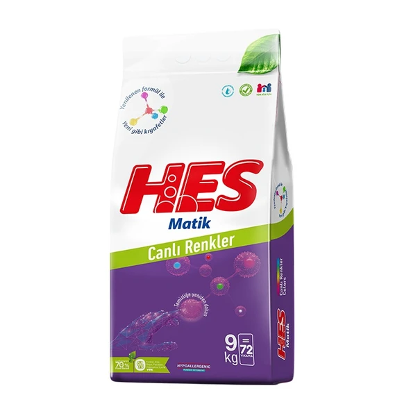 HES Matik Toz Çamaşır Deterjanı 27KG Color/Renkliler (216 Yıkama) (3PK*9KG) - 2