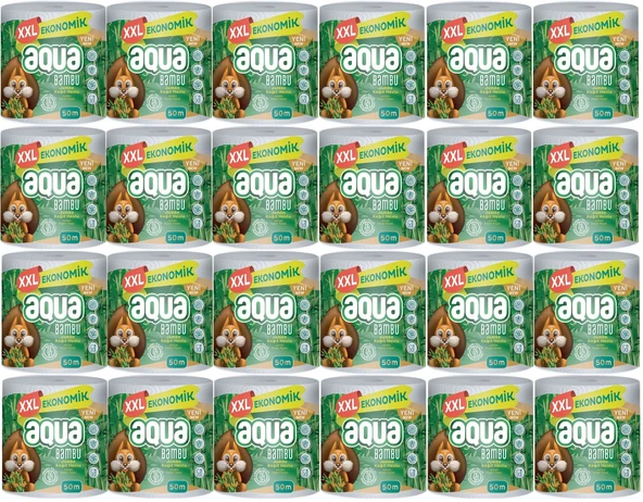 Aqua Kağıt Havlu 3 Katlı Jumbo Paket XXL Bambu (24 Lü Set) 1200 Metre (24PK*50MT) - 2