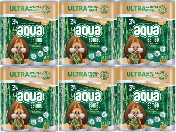 Aqua Tuvalet Kağıdı 3 Katlı 240 Lı Set Bambu Ultra Avantaj Pk (6PK*40)