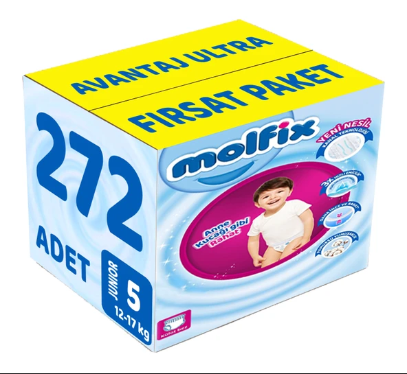 Molfix Külot Bebek Bezi Beden:5 (12-17KG) Junior 272 Adet Avantaj Ultra Fırsat Pk ürün görseli