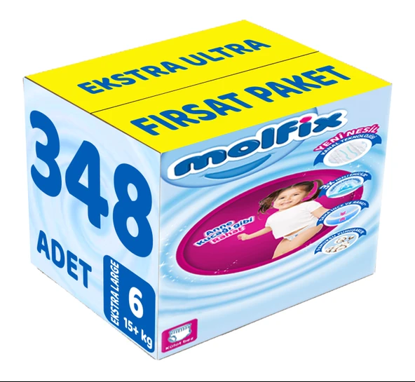 Molfix Külot Bebek Bezi Beden:6 (15+Kg) Extra Large 348 Adet Ekstra Ultra Fırsat Pk