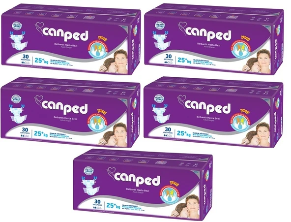 Canped Hasta Bezi Çoçuklar İçin Bel Bantlı Tekstil Yüzeyli 150 Adet XS (5Pk*30)