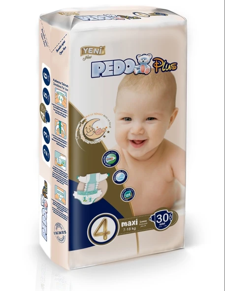 Pedo Plus Bebek Bezi Beden:4 (7-18KG) Maxi 120 Adet Jumbo Aylık Pk - Resim 7