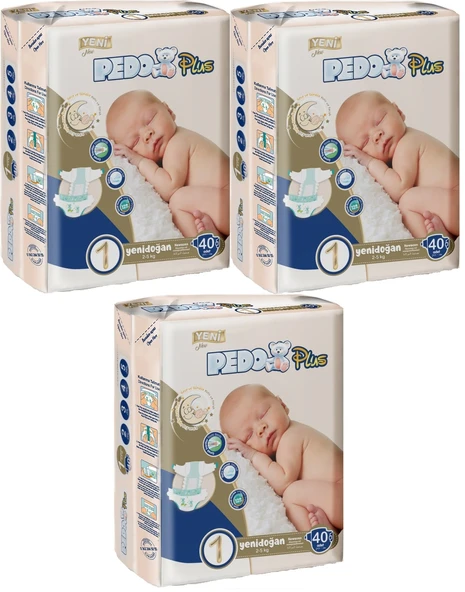 Pedo Plus Bebek Bezi Beden:1 (2-5KG) Yeni Doğan 120 Adet Jumbo Fırsat Pk
