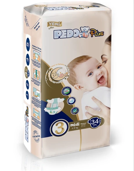 Pedo Plus Bebek Bezi Beden:3 (4-9KG) Midi 68 Adet Jumbo Ekonomik Pk - 2