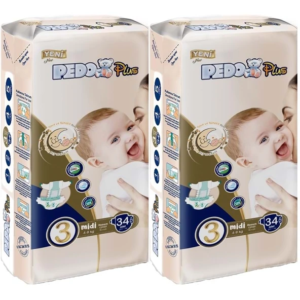 Pedo Plus Bebek Bezi Beden:3 (4-9KG) Midi 68 Adet Jumbo Ekonomik Pk ürün görseli