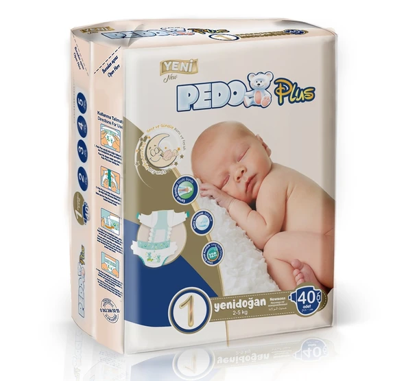 Pedo Plus Bebek Bezi Beden:1 (2-5KG) Yeni Doğan 80 Adet Jumbo Ekonomik Pk - Resim 2