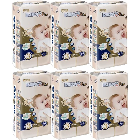 Pedo Plus Bebek Bezi Beden:3 (4-9KG) Midi 204 Adet Jumbo Avantaj Pk ürün görseli