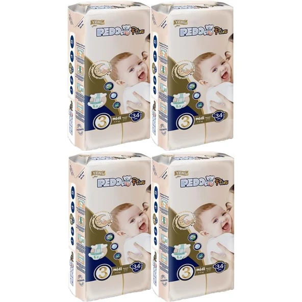 Pedo Plus Bebek Bezi Beden:3 (4-9KG) Midi 136 Adet Jumbo Aylık Pk ürün görseli