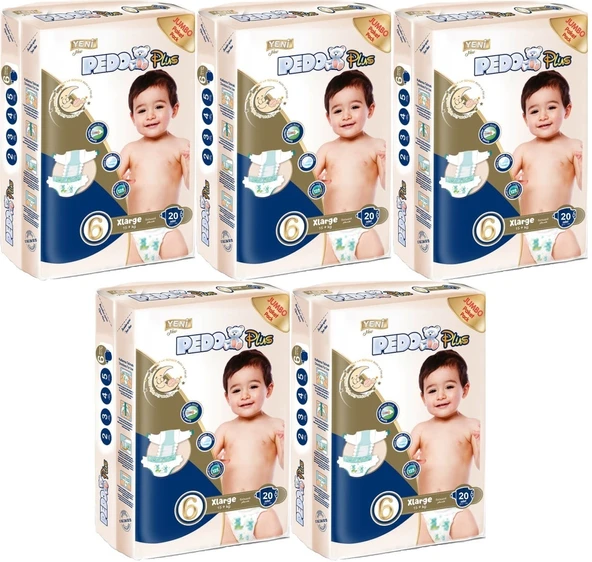 Pedo Plus Bebek Bezi Beden:6 (15+KG) Extra Large 100 Adet Jumbo Mega Pk
