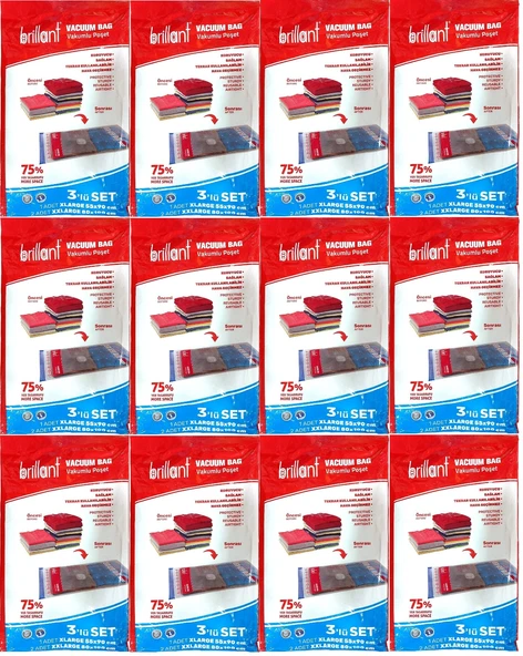 Brillant Vakumlu Poşet/Hurç XLarge/XX Large (İç Adet 3) (12 Li Set)