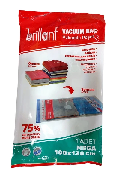 Brillant Vakumlu Poşet/Hurç 100*130CM Mega (İç Adet 1) (4 Lü Set) - Resim 2
