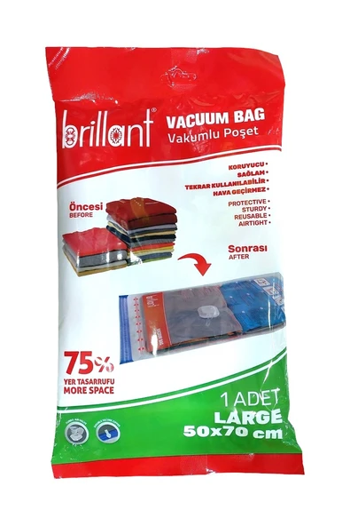 Brillant Vakumlu Poşet/Hurç 50*70CM Large (İç Adet 1) (18 Li Set) - 2