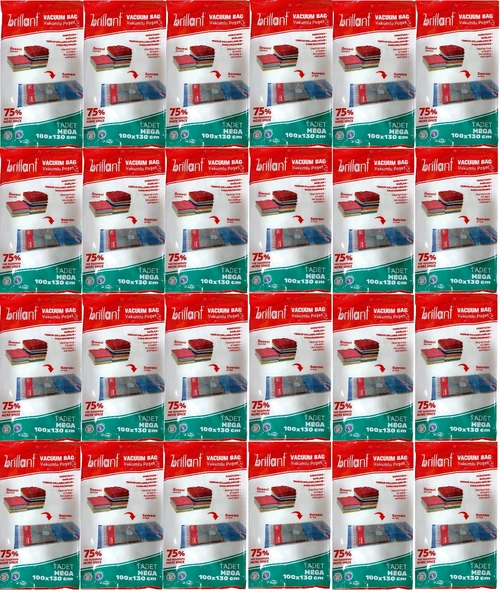 Brillant Vakumlu Poşet/Hurç 100*130CM Mega (İç Adet 1) (24 Lü Set)
