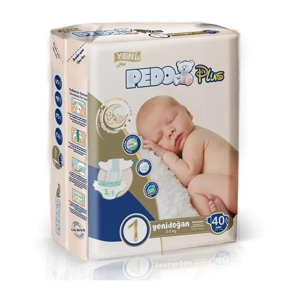 Pedo Plus Bebek Bezi Beden:1 (2-5KG) Yeni Doğan 160 Adet Jumbo Aylık Pk - Resim 2
