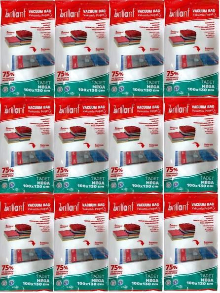 Brillant Vakumlu Poşet/Hurç 100*130CM Mega (İç Adet 1) (12 Li Set)