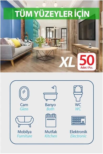 Fibril Yüzey Temizlik Havlusu 50 Yaprak XL Karma 10 Lu Set Beyaz Sirke-Sabun-Temizlik Kokulu 500 Yp - 10