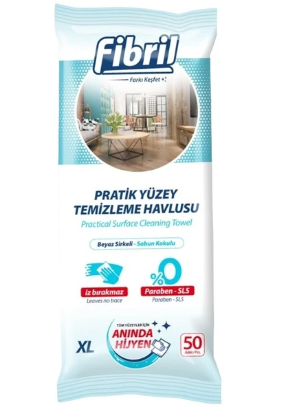 Fibril Yüzey Temizlik Havlusu 50 Yaprak XL Karma 10 Lu Set Beyaz Sirke-Sabun-Temizlik Kokulu 500 Yp - 2