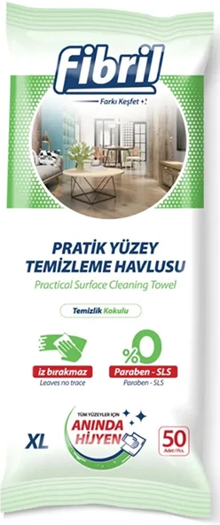 Fibril Yüzey Temizlik Havlusu 50 Yaprak XL Temizlik Kokulu 18 Li Set 900 Yaprak Plastik Kapaklı - Resim 3