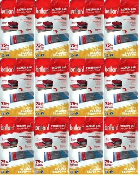 Brillant Vakumlu Poşet/Hurç 55*90CM XLarge (İç Adet 1) (12 Li Set)