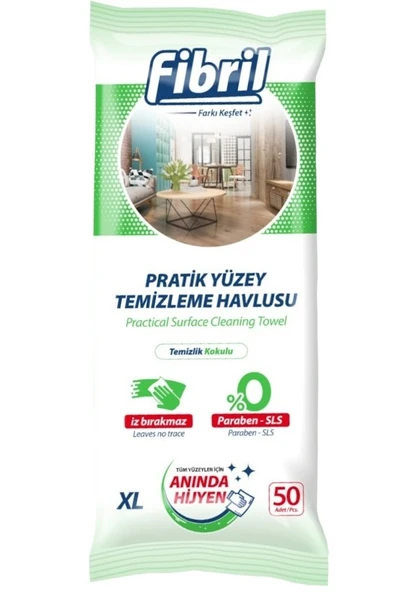 Fibril Yüzey Temizlik Havlusu 50 Yaprak XL Temizlik Kokulu Plastik Kapaklı