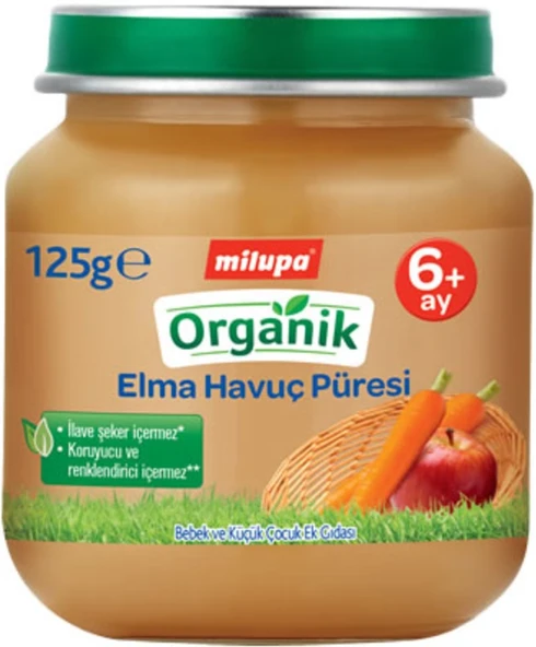 Milupa Organik Kavanoz Maması Püre 125GR Elma Havuç