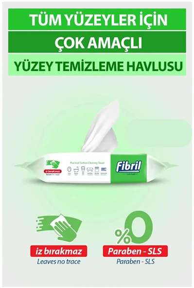 Fibril Yüzey Temizlik Havlusu 50 Yaprak XL Temizlik Kokulu 4 Lü Set 200 Yaprak Plastik Kapaklı - Resim 7
