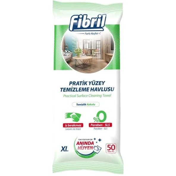 Fibril Yüzey Temizlik Havlusu 50 Yaprak XL Temizlik Kokulu 5 Li Set 250 Yaprak Plastik Kapaklı ürün görseli 1