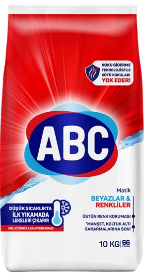 Abc Matik Toz Çamaşır Deterjanı 10KG Klasik Beyazlar & Renkliler (66 Yıkama)