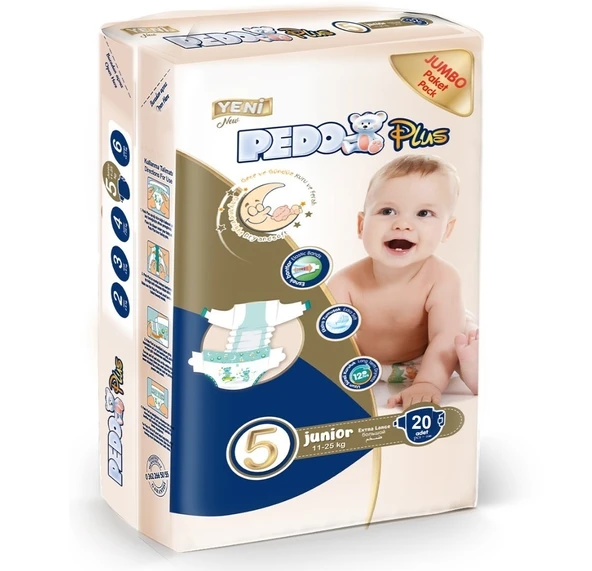 Pedo Plus Bebek Bezi Beden:5 (11-25KG) Junior 20 Adet Jumbo Pk