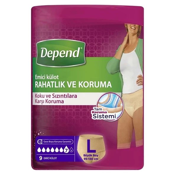 Depend Emici Külot Hasta Bezi Büyük Kadın (9 Adet) Standart Pk ürün görseli