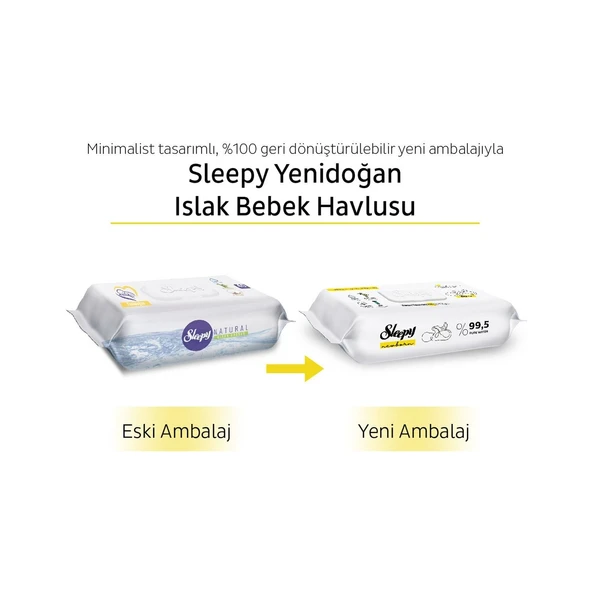 Sleepy Islak Havlu Mendil Pamuklu Yenidoğan Natural Bambu 40 Yaprak 12 Li Set (480 Yaprak) - 4