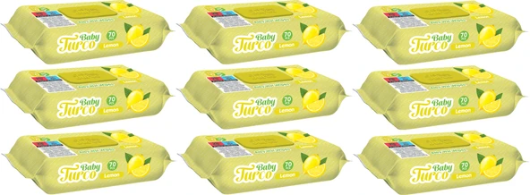 Baby Turco Islak Havlu Mendil 70 Yaprak Limon 9 Lu Set Plastik Kapaklı (630 Yaprak) ürün görseli 1