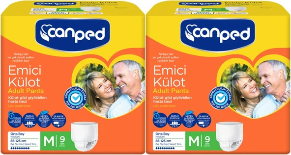 Canped Emici Külot Hasta Bezi M - Orta 18 Adet (2PK*9)