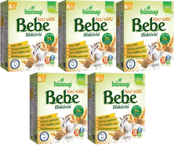 Hünnap Bebe Bisküvisi Keçi Sütlü 400GR 5 li Set (Toplam 2000GR)