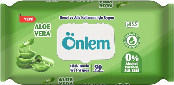 Önlem Islak Havlu Mendil 90 Yaprak Aloe Vera Plastik Kapaklı