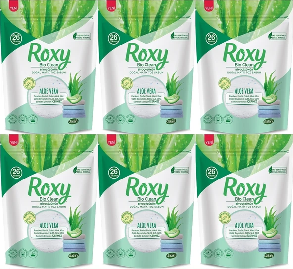 Dalan Roxy Bio Clean Matik Sabun Tozu 800GR Aloe Vera (6 Lı Set) (156 Yıkama)