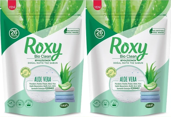 Dalan Roxy Bio Clean Matik Sabun Tozu 800GR Aloe Vera (2 Li Set) (52 Yıkama)